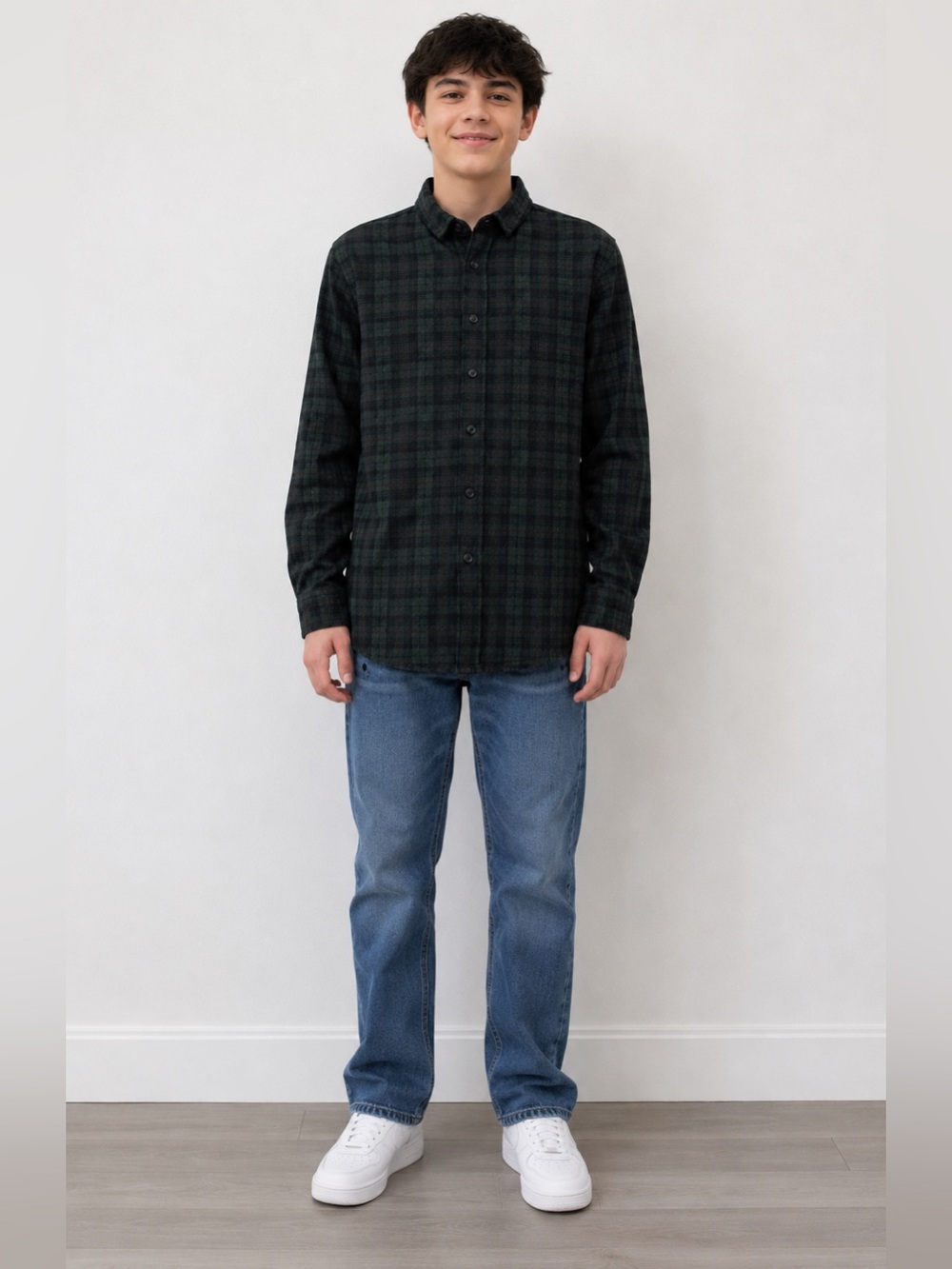 Eighty Eight Soft Plaid Button Down Shirt Stretch Cozy Flannel Green Size 18